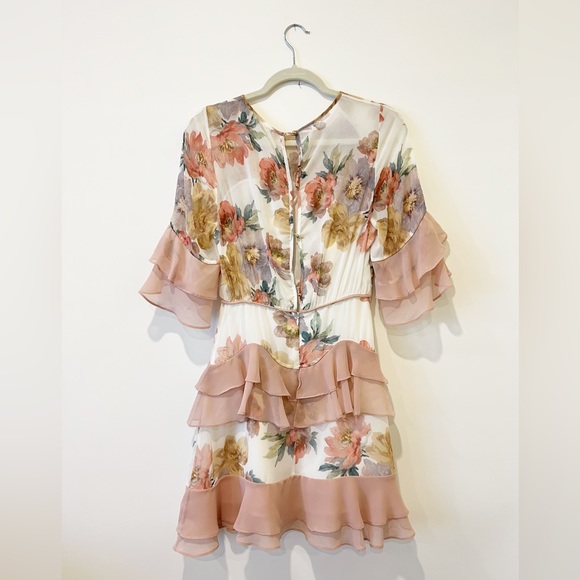 Talulah Darcy Floral Print Dress Short Sleeve Ruffled Tiered Mini Dress S - Picture 8 of 14